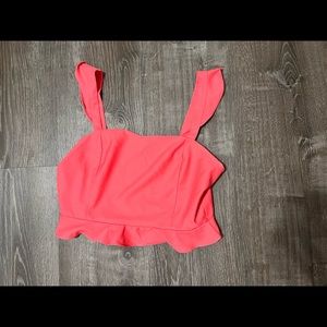 Ruffle Flowey coral crop top/tank top